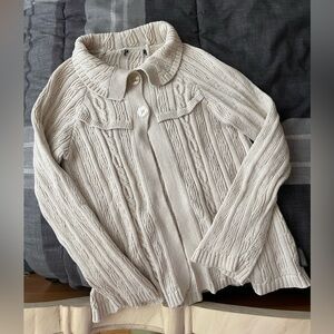 Cream Cable Knit Button-Front Cardigan